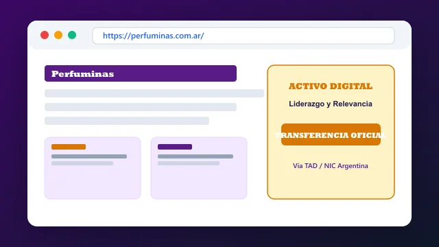 Vista del activo digital estratégico perfuminas.com.ar y transferencia formal